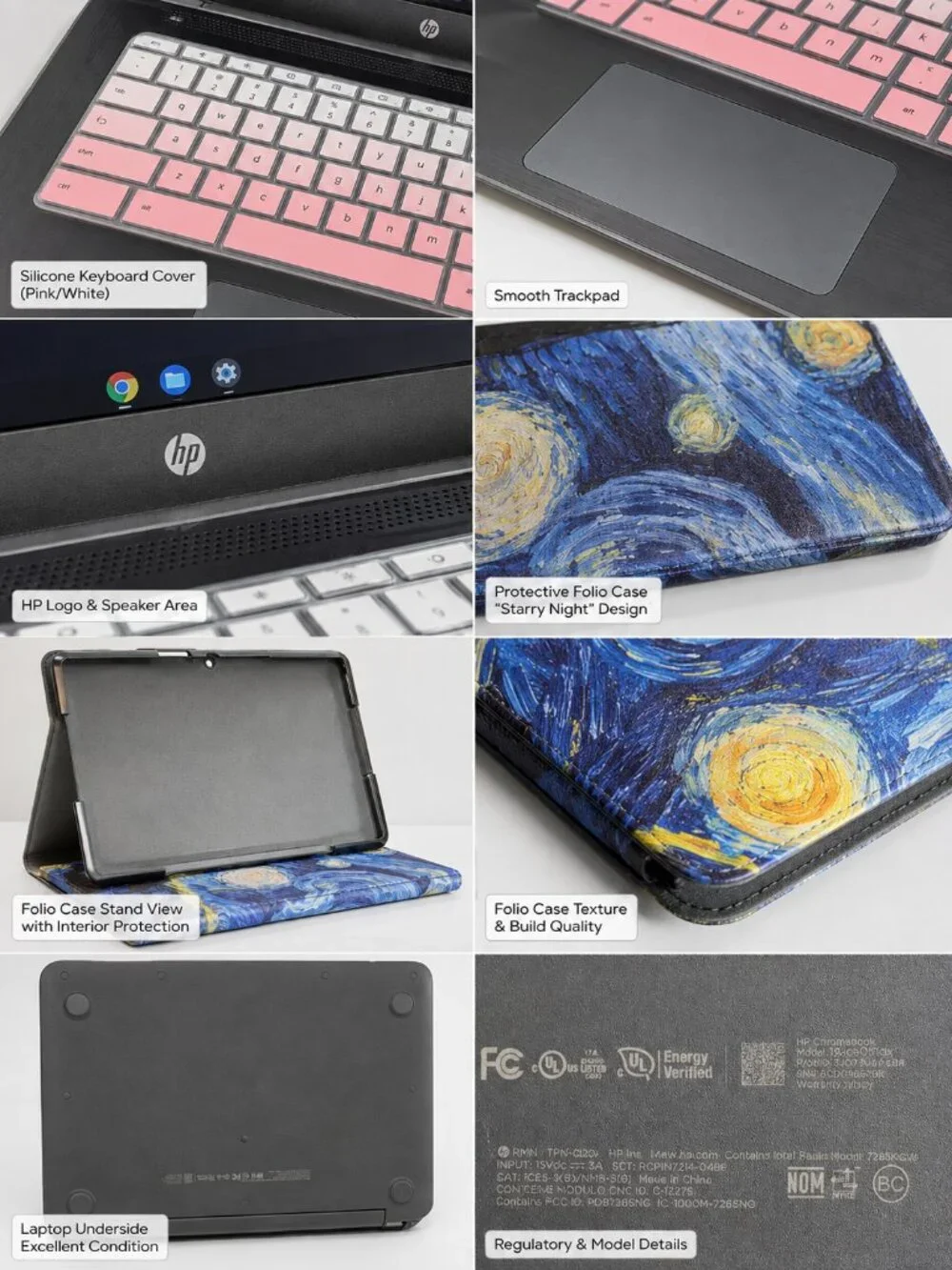 HP Chromebook 14-ca061dx 14in Gray N3350 4GB 32GB Charger Case